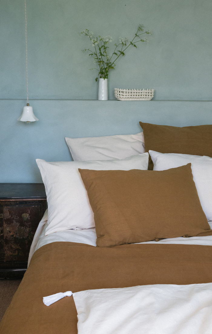 Housse de couette bronze upcyclée en métis