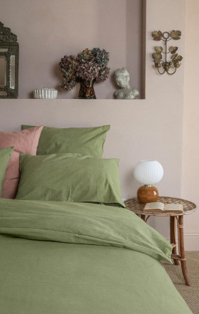 Housse de couette olive upcyclée en métis