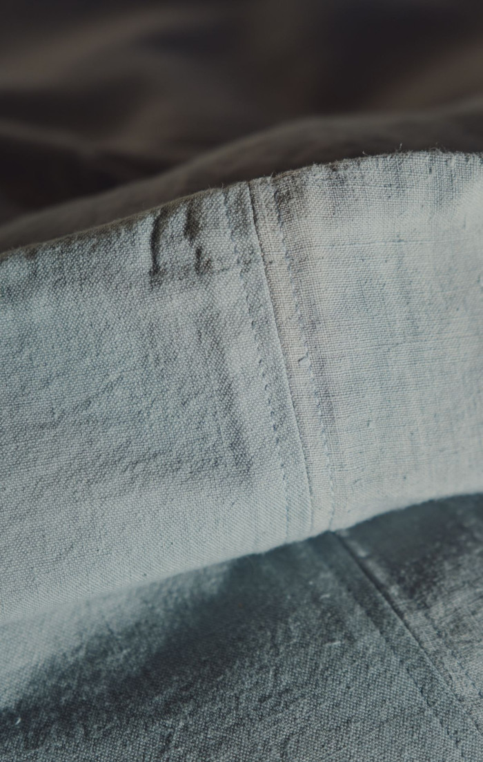 Housse de couette Bleu Abysse upcyclée en métis