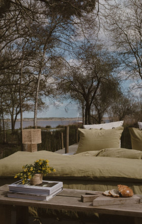 Housse de couette olive upcyclée en métis